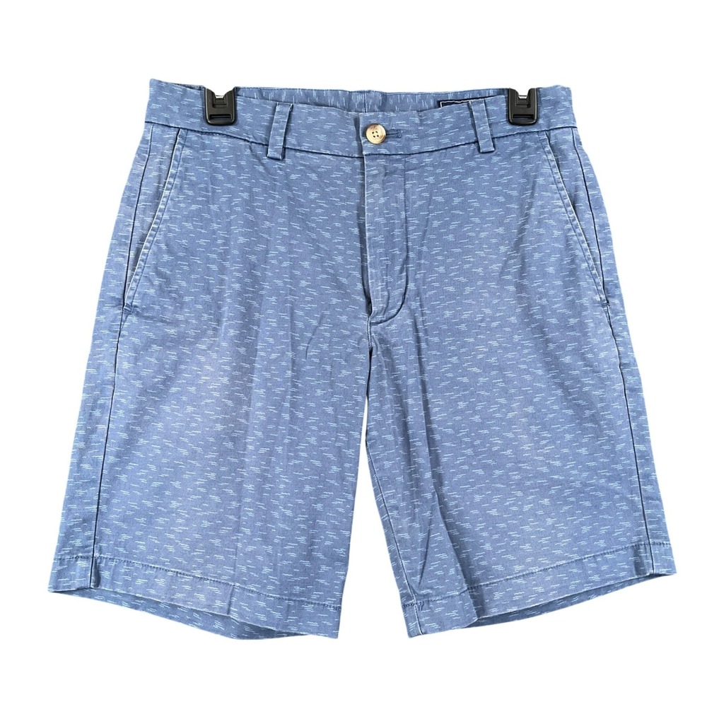 Vineyard Vines Breaker Shorts Mens 30 Blue Dash Print Stretch Cotton Flat Front